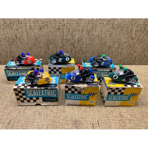 620 - Tri-ang Scalextric vintage model motor racing motorcycles including Hurricane B2 and Typhoon B1