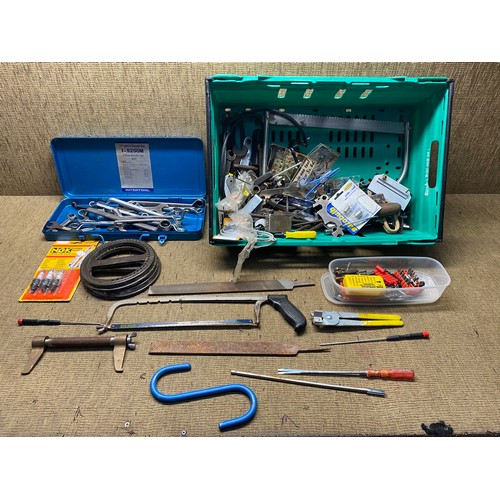 191 - mixed selection of tools including spanners, and screw drivers.