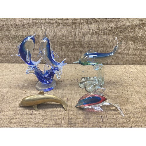 439 - collection glass dolphins.