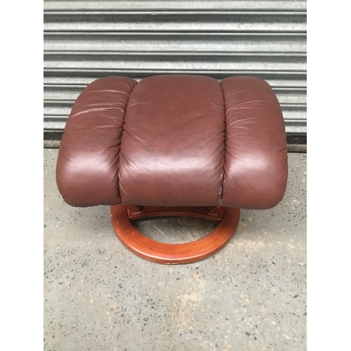 310E - Modern style wooden and leather footstool