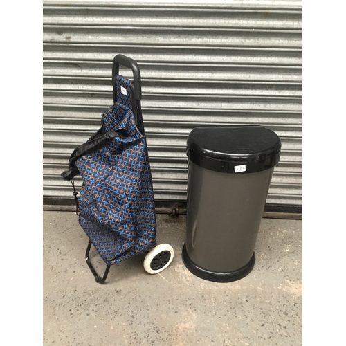 310G - Flip top kitchen bin and a shopping trolley