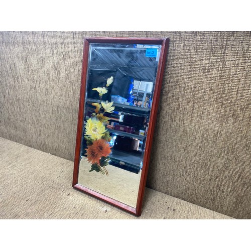 1013 - vintage hand painted bevelled edged mirror.