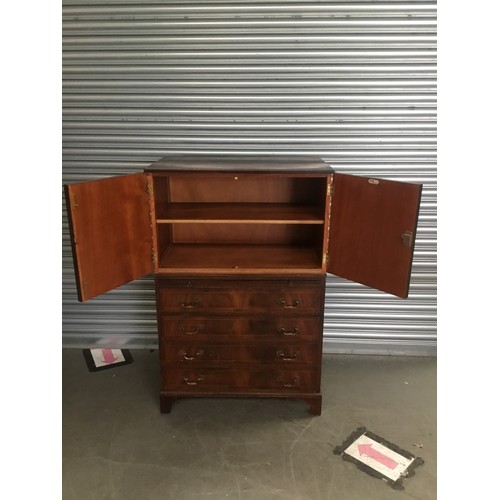 856 - Antique flamed mahogany tall boy chest of drawers