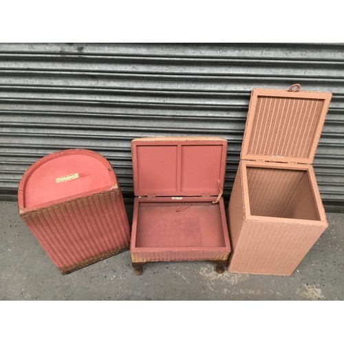 42 - Genuine Lloyd loom item’s including 2 baskets and stool.