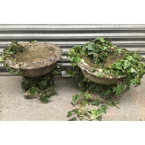 47 - A pair of old concrete planters
