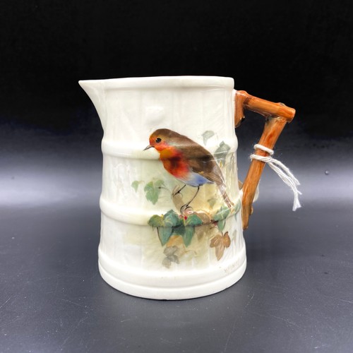 754 - Royal Worcester Barrel Jug with a Robin signed by William Powell circa 1922.