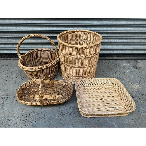 93 - 4 vintage wicker baskets.