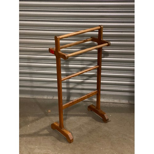 567 - Antique georgian pine towel rack.