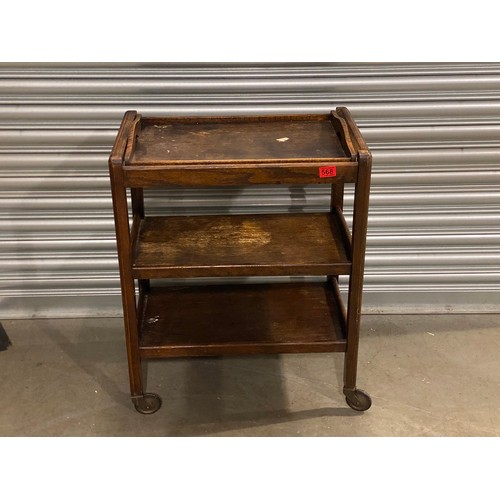 568 - Oak drinks/tea trolly stack with removable tray.