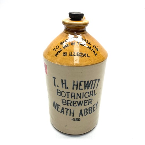 570 - Stoneware flagon L. H. Hewitt botanical brewer Neath Abbey.