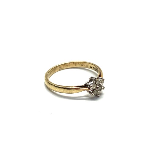 763 - 9ct gold ring with diamonds size L 1.8g.