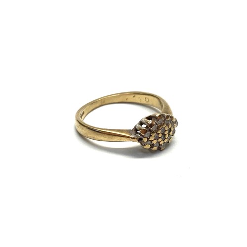 764 - 9ct gold ring with diamonds size K, 2.3g.