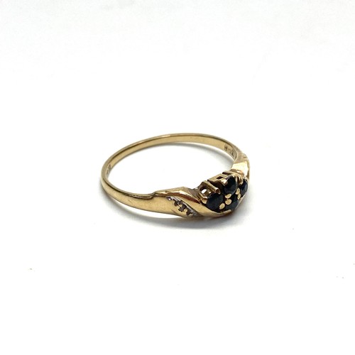 766 - 9ct gold ring with black and white diamonds, size M, 1.4g