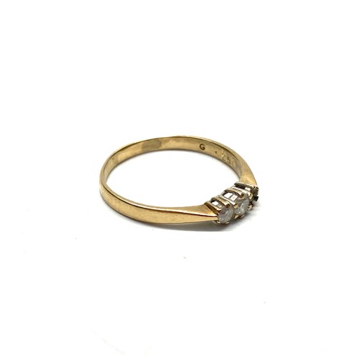 777 - 9ct gold ring with diamonds, (one missing) Size S, 1.8g