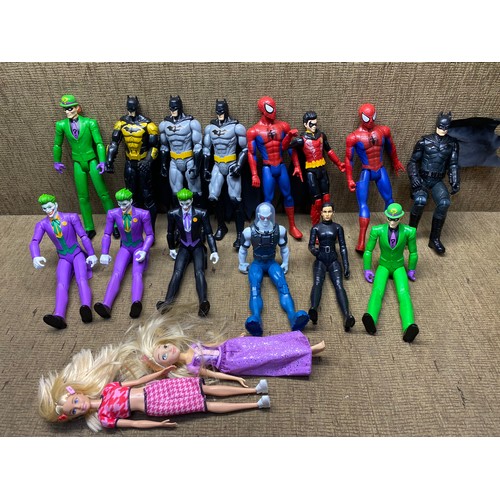 159 - Mixed selection of figures including Batman, joker, Spider-Man.