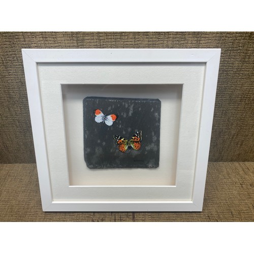 603E - Two painting and three Slate paintings by local Welsh Artist  Rachael Morris of Argoed Caerphilly, S... 