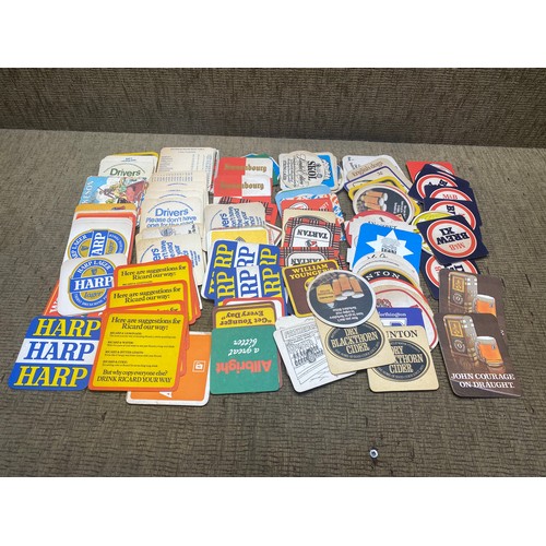 463F - Collection of vintage beer coasters.