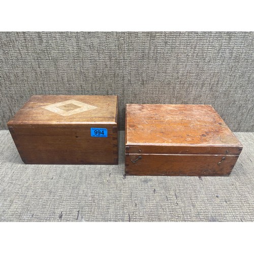 994 - Vintage Jewellery box and oak wood box.