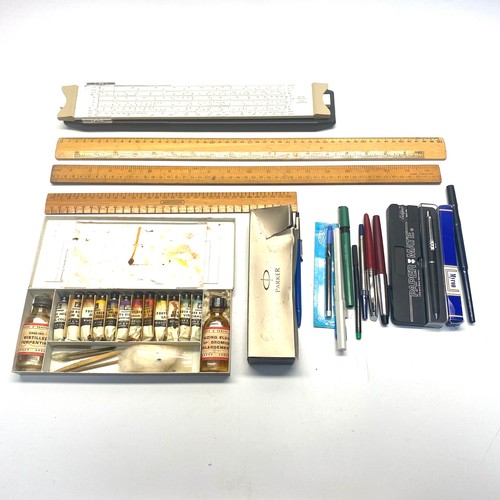 611D - Mixed vintage stationary including: Parker pens.