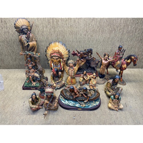 164 - Large collection of native American resin statues.