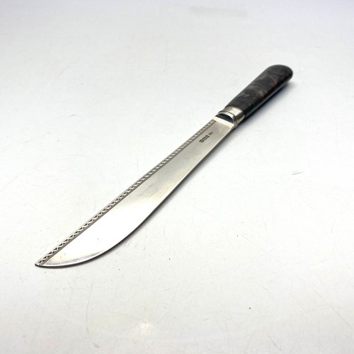 797B - Stunning Sterling silver kitchen knife with agate handle in its original  leather and velvet lined b... 