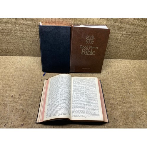 175 - Vintage bibles including an early leather bible.