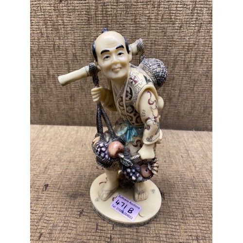 471B - Vintage Japanese resin farmer figure (marks to the base).