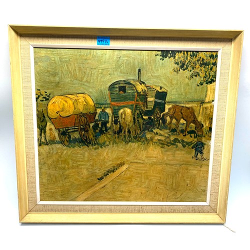 999D - Van Gogh.  The Caravans, Gypsy Encampment near Arles reproduction oil on board by the Wilson fine ar... 