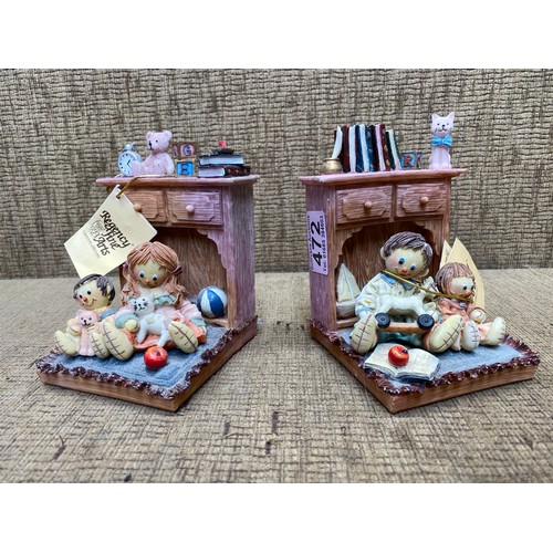 472 - Regency fine arts Playtime bookends.