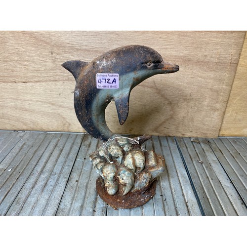 472A - Large Dolphin cast iron doorstop.