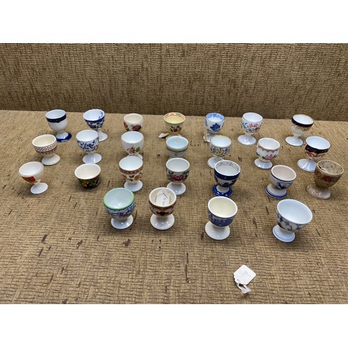 803D - Twenty five antique egg cups (photos of bases in next photo) including Shelly and Copeland Spode.