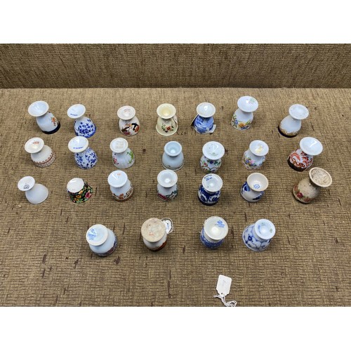 803D - Twenty five antique egg cups (photos of bases in next photo) including Shelly and Copeland Spode.