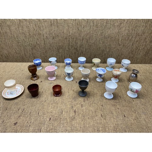 803G - Twenty five antique egg cups (photos of bases in next photo) including early Royal Worcester and Roy... 