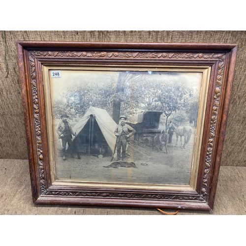 248 - Large arts and crafts wooden framed lithograph 79x68cm. (nice frame and old glass circa 1890)