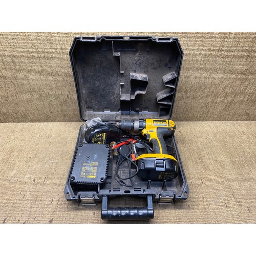 264 - DeWalt drill with hard case and two battery's (working when tested) .