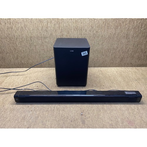 265 - Logik wireless sub speaker and soundbar.