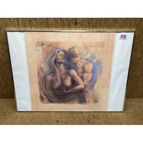 478 - framed print of lovers by Marinde.