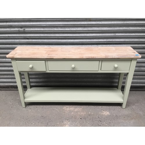 972A - Console table, kitchen hallway with 3 drawers sage green.