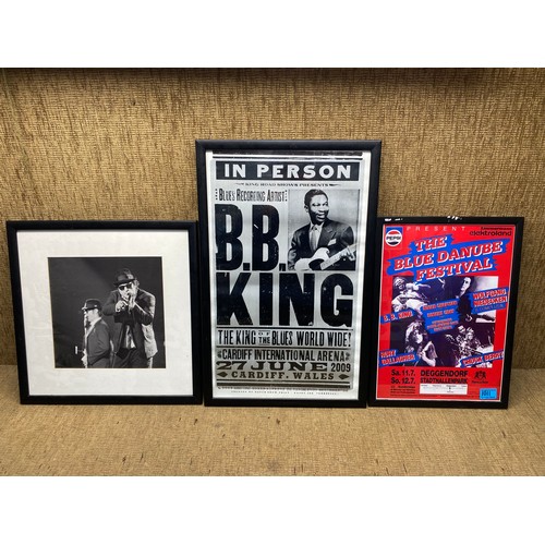 1011 - 3 framed Blues prints including: B.B. King poster.