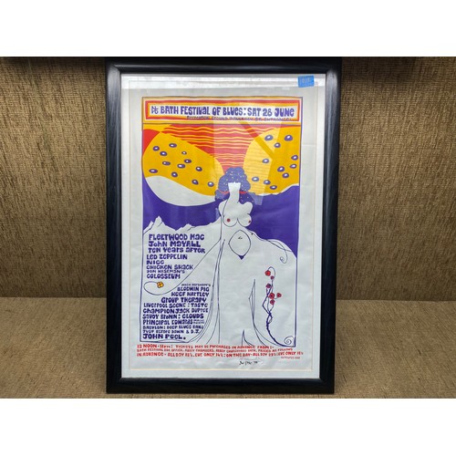 1012 - Bath Festival Of Blues framed poster; 84cm x 58cm.