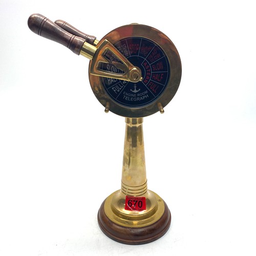 670 - Vintage brass ship telegraph.