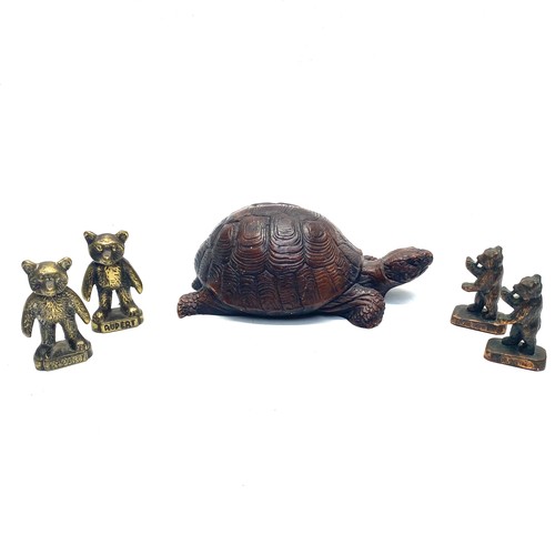 691 - Vintage treen tortoise and collectible items.