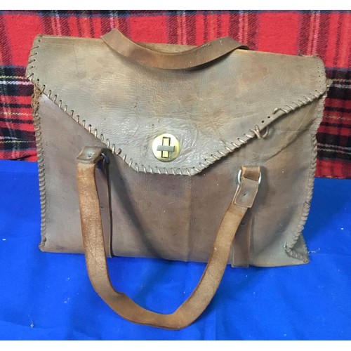 77 - Large leather hand sewn satchel