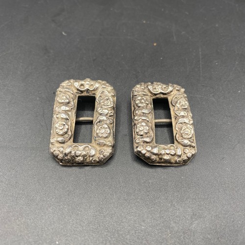 821 - Matching pair of ladies silver belt/shoe buckles. NHMs