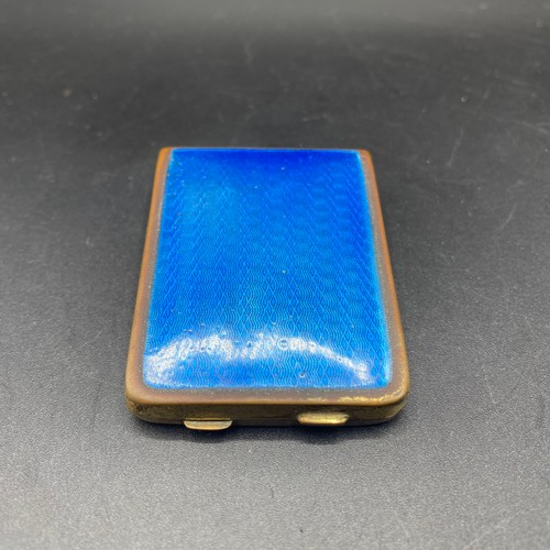 835 - Stunning gold gilt and blue enamel cigarette and match box case given to First class passengers as a... 