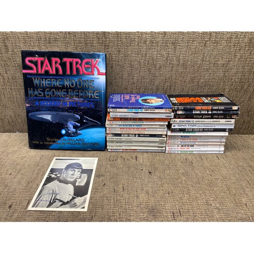 704 - A selection of vintage Star Trek books and a Leonard Nimoy photo