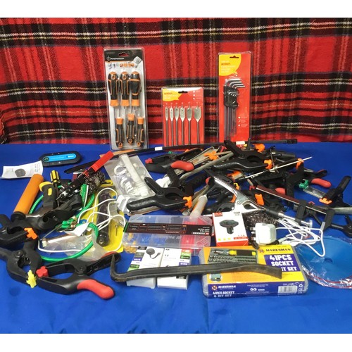 88 - Selection of tools including socket set, screwdrivers and clamps some retail packaged