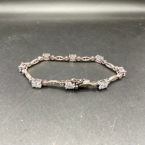 848 - Pretty sterling silver bracelet with good locking clasp and impressive CZ stones. Circa 1980 by BJB ... 