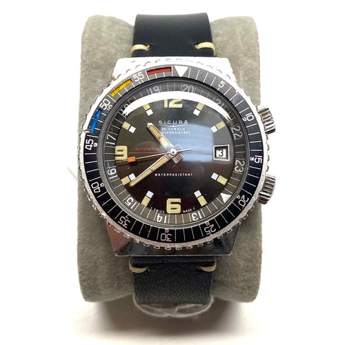 867 - Vintage Sicura 25 jewels shock resistant waterproof automatic divers watch.