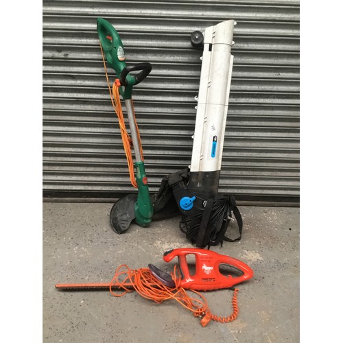 130 - Gardening equipment including leaf blower, hedge shears and strimmer